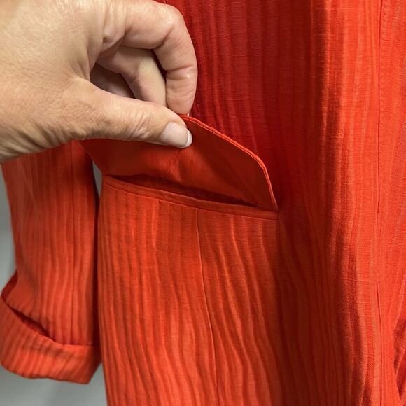 Jones New York Collection Blazer Jacket size 12 Coral Stripe Linen Silk Career - Picture 6 of 9